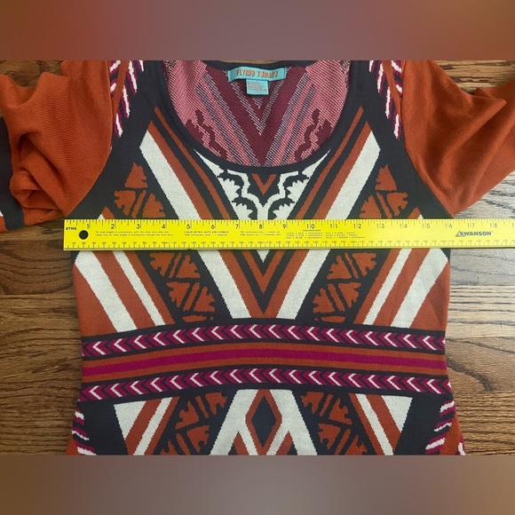 Flying Tomato Orange and Black Geometric Sheath Dress with Scoop Neck - Large - Picture 5 of 5